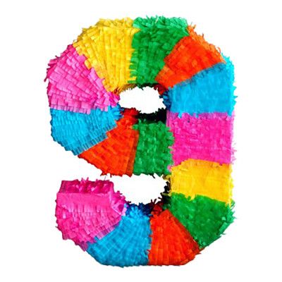 Sifferpinata Regnbågsfärgad - Siffra 9