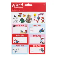 Juletiketter Pippi Långstrump - 16-pack