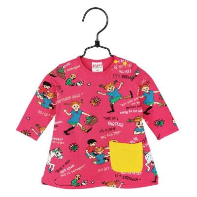 Pippi Långstrump Citat Klänning (Hallon)