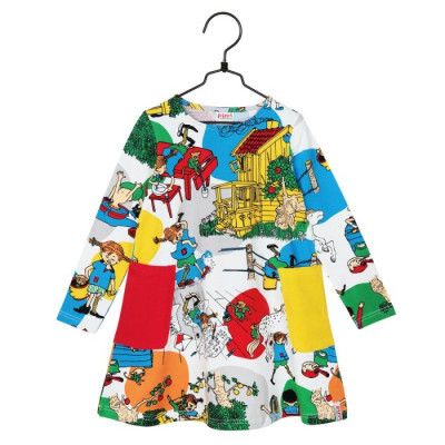 Pippi Långstrump I Villekulla Klänning (Vit)