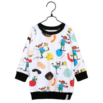 Pippi Långstrump Livlig Collegetunika strl 122 (Vit)