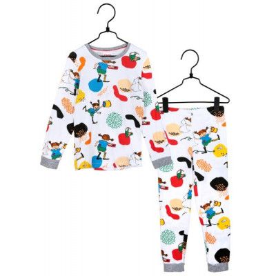 Pippi Långstrump Livlig Tvådelad Pyjamas (Vit)
