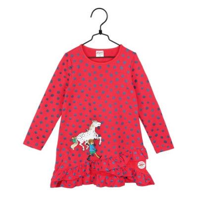 Pippi Långstrump Prickig Klänning (Röd/Blå)