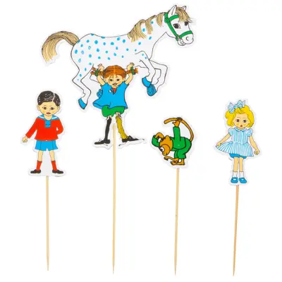 Pippi Långstrump Tårtdekorationer 4-pack