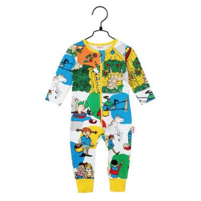 Pippi Långstrump Villekulla Pyjamas Strl 62 (Vit)