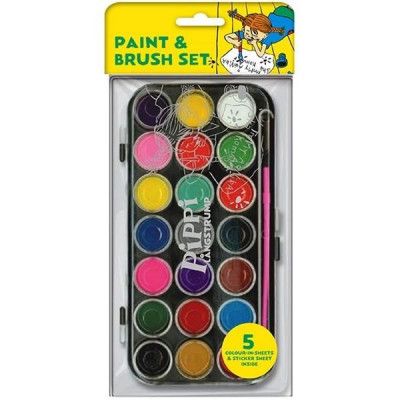 Pippi Vattenfärger med pensel och stickers