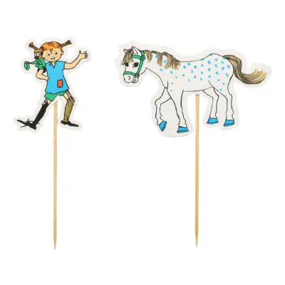 Tårtdekorationer Pippi Långstrump - 10-pack