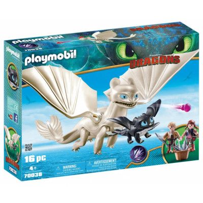 Playmobil Dragons Vitfasa med drakunge och barn 70038