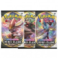 3-pack Pokémon Sword & Shield Rebel Clash Booster samlarkort och oversized kort