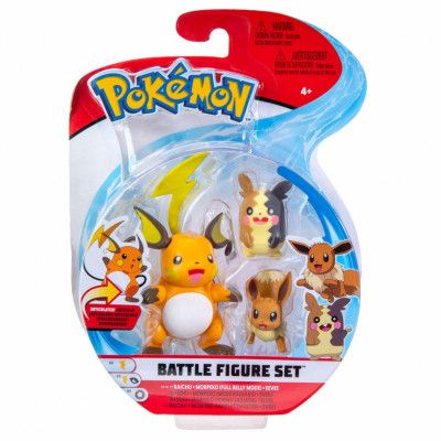 Pokemon Battle Figure Set Raichu/Morpeko (Full Belly mode)/Eevee