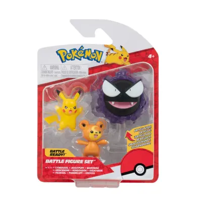 Pokemon Battle Figure Set Teddiursa,Pikachu&Ghastly