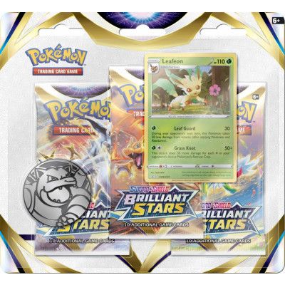 Pokemon Brilliant Stars 3-pack SWSH9 (Välj variant) : Model - Leafeon