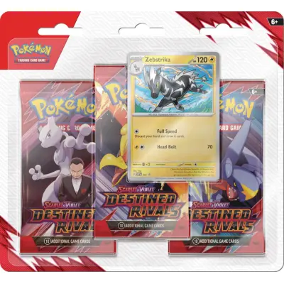 Pokemon Destined Rivals 3-pack Blister Zebstrika (Max 1 per kund)