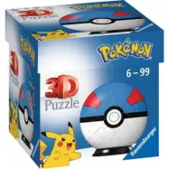 Pokemon Pusselboll 3D 55 bitar Great Ball (Blå/röd)