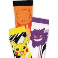 Pokémon - gaming Strumpor - Pikachu Glumanda Gengar Socken - EU 39-42 EU 43-46 - för  flerfärgad