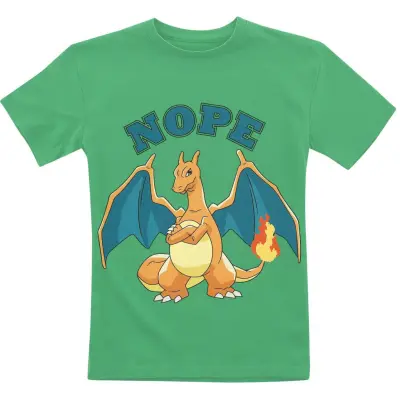 Pokémon - gaming T-shirt - Barn - Charizad - Nope - 128 164 - för barn - grön