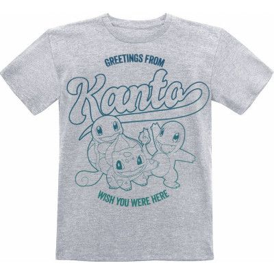 Pokémon - gaming T-shirt - Barn - Greetings From Kanto - 140 - för barn - gråmelerad