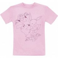 Pokémon - gaming T-shirt - Barn - Pikachu and Eevee - 128 152 - för barn - rosa