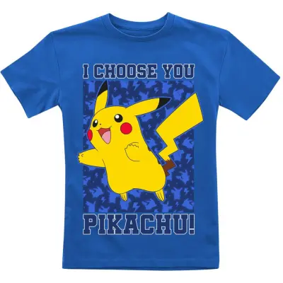 Pokémon - gaming T-shirt - Barn - Pikachu - I Choose You - 104 152 - för barn - blå