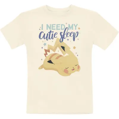 Pokémon - gaming T-shirt - Barn - Pikachu - I Need My Cutie Sleep - 104 128 - för barn - beige