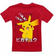 Pokémon - gaming T-shirt - Barn - Pikachu - Pika, Pika! - 104 152 - för barn - röd