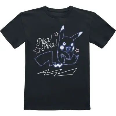 Pokémon - gaming T-shirt - Barn - Pikachu - Pika! Pika! Neon - 116 128 - för barn - svart