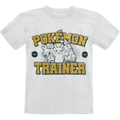 Pokémon - gaming T-shirt - Barn - Pokémon Trainer - 116 152 - för barn - gråmelerad