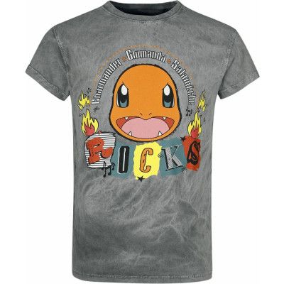 Pokémon - gaming T-shirt - Glumanda - Rocks - S M - för Herr - grå
