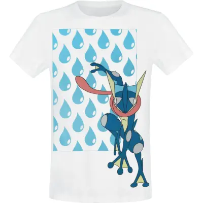 Pokémon - gaming T-shirt - Greninja Water Drop - M L - för Herr - vit