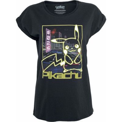 Pokémon - gaming T-shirt - Pikachu - Neon - S XXL - för Dam - svart