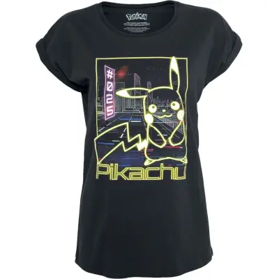 Pokémon - gaming T-shirt - Pikachu - Neon - S XXL - för Dam - svart