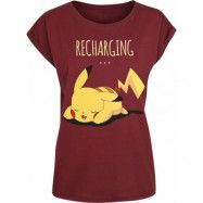 Pokémon - gaming T-shirt - Pikachu - Recharging - S XXL - för Dam - bordeaux