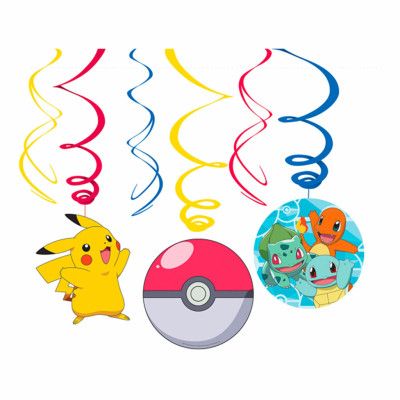 Swirls Pokemon Hängande Dekoration - 6-pack