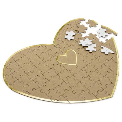 Bröllop Gästbok Pussel Hjärta 45x35,5cm