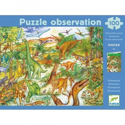 Djeco - Pussel + Bok - Dinosaurier