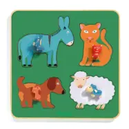 Djeco - Pussel - Family Farm Puzzle, 4 pcs