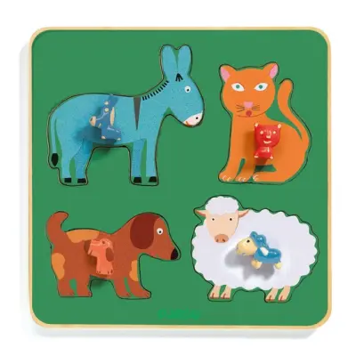 Djeco - Pussel - Family Farm Puzzle, 4 pcs