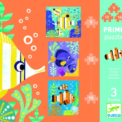 Djeco - Pussel - Fishes - 9 pcs, 12 pcs and 16 pcs