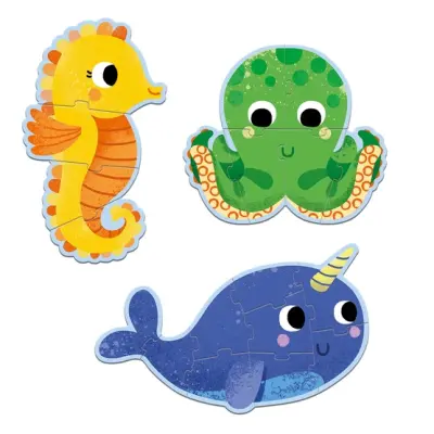 Djeco - Pussel - In the sea - 4, 6, 9 pcs