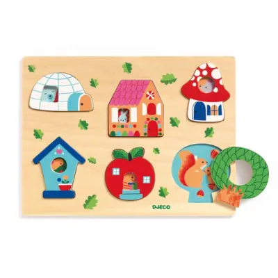 Djeco - Pussel - Relief Puzzle - Coucou-House, 6 pcs