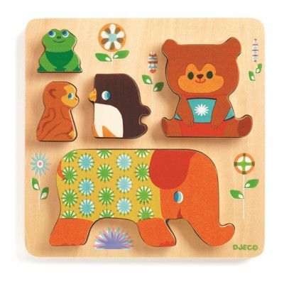 Djeco - Pussel - Reliefpuzzle, Woodypile, 5 pcs