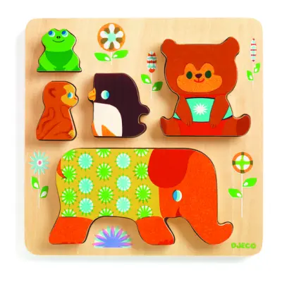 Djeco - Pussel - Reliefpuzzle, Woodypile, 5 pcs