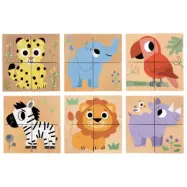 Djeco - Pussel - Wild&Co - Blockpussel, 4 kuber (24 sidor)