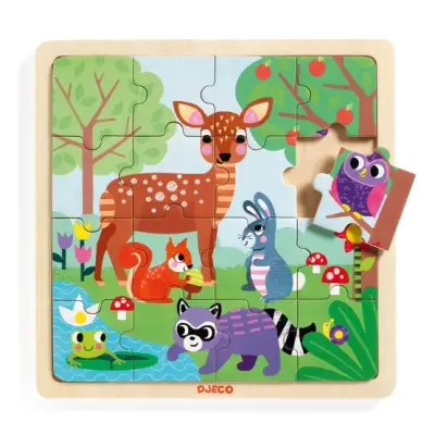 Djeco - Pussel - Wooden puzzle, Forest, 16 pcs