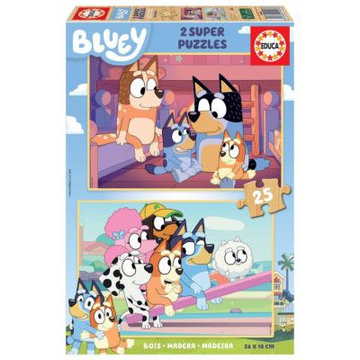 Educa Bluey Träpussel 2x25 bitar - Bluey -  Leksaksaffären