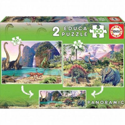 Educa Dino World Pussel 2x100 bitar - Educa -  Leksaksaffären