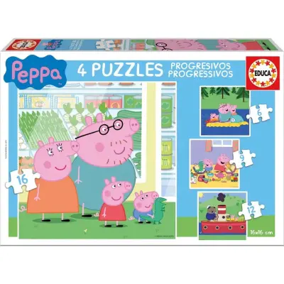 Educa Peppa Pig 4-pack Pussel 6-9-12-16 bitar - Greta Gris -  Leksaksaffären