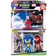 Educa Sonic Prime Neon Pussel 2x100 bitar - Sonic -  Leksaksaffären