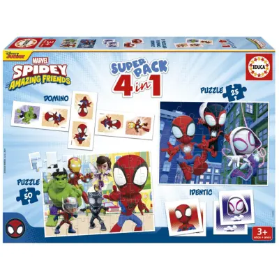 Educa Spidey Superpack 4 In 1 Spel&Pussel - Spidey and His Amazing Friends -  Leksaksaffären