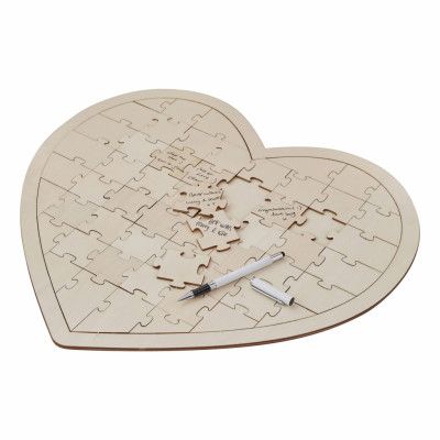 Gästbok Pussel i Trä Hjärta